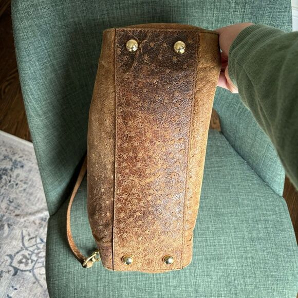 Michael Kors women’s brown ostrich leather purse satchel shoulder handle bag! - Picture 12 of 16